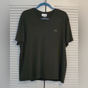 Lacoste Men's XXL T Shirt Regular Fit V Neck Olive Green Short Sleeve Casual
